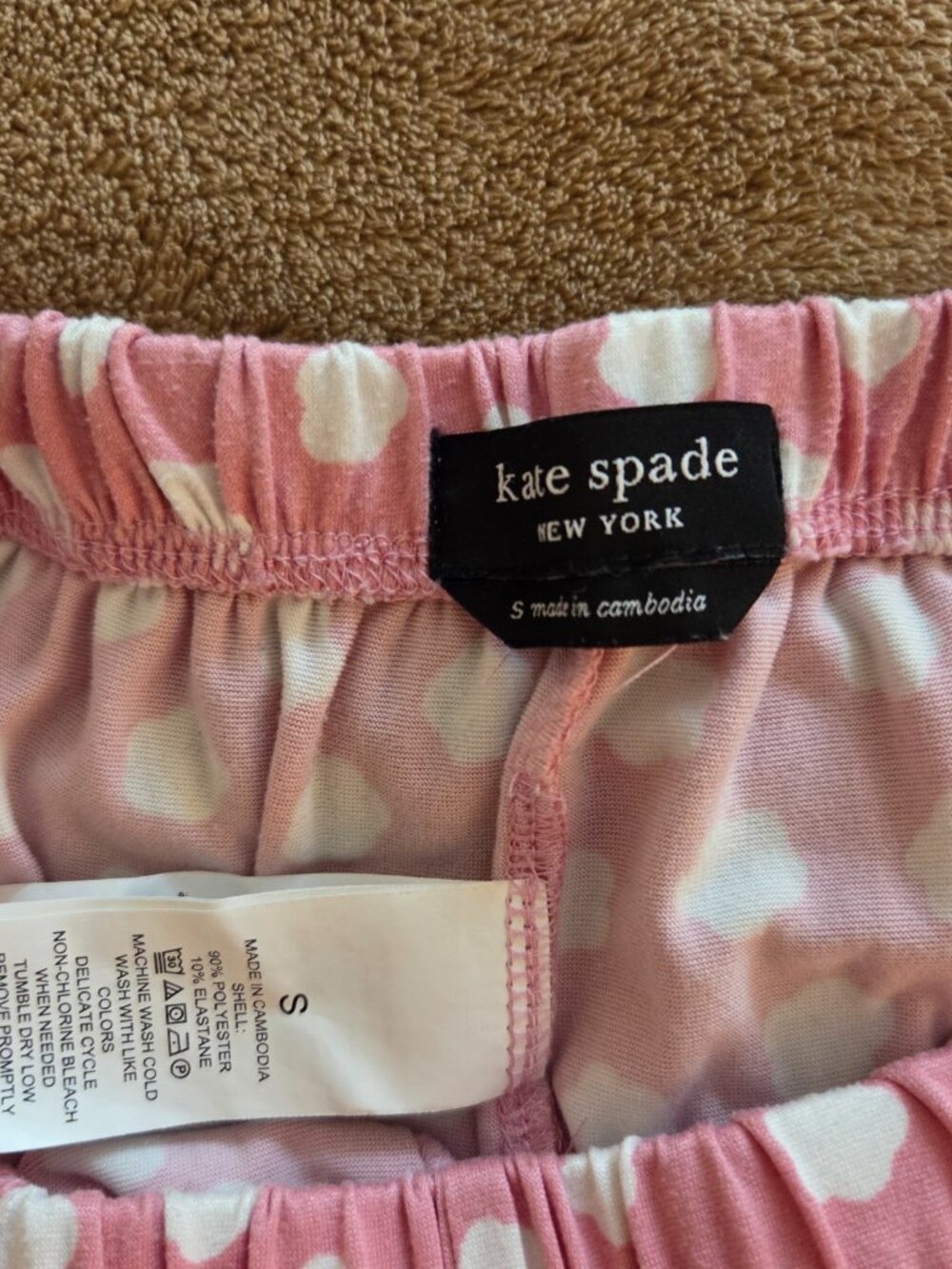 Kate Spade Pajama Set Size S Pink Clouds Short Sleeve Wide Capris ID SKYKH Cozy - Picture 10 of 14